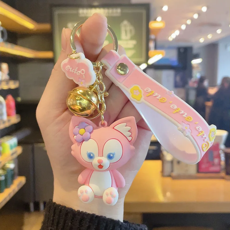 Disney Cartoon Fox Linabell Dolls Keychain Cute Epoxy Lina Bell Figurine Key Chain Girls Gifts Pendant for Bag Backpack Car