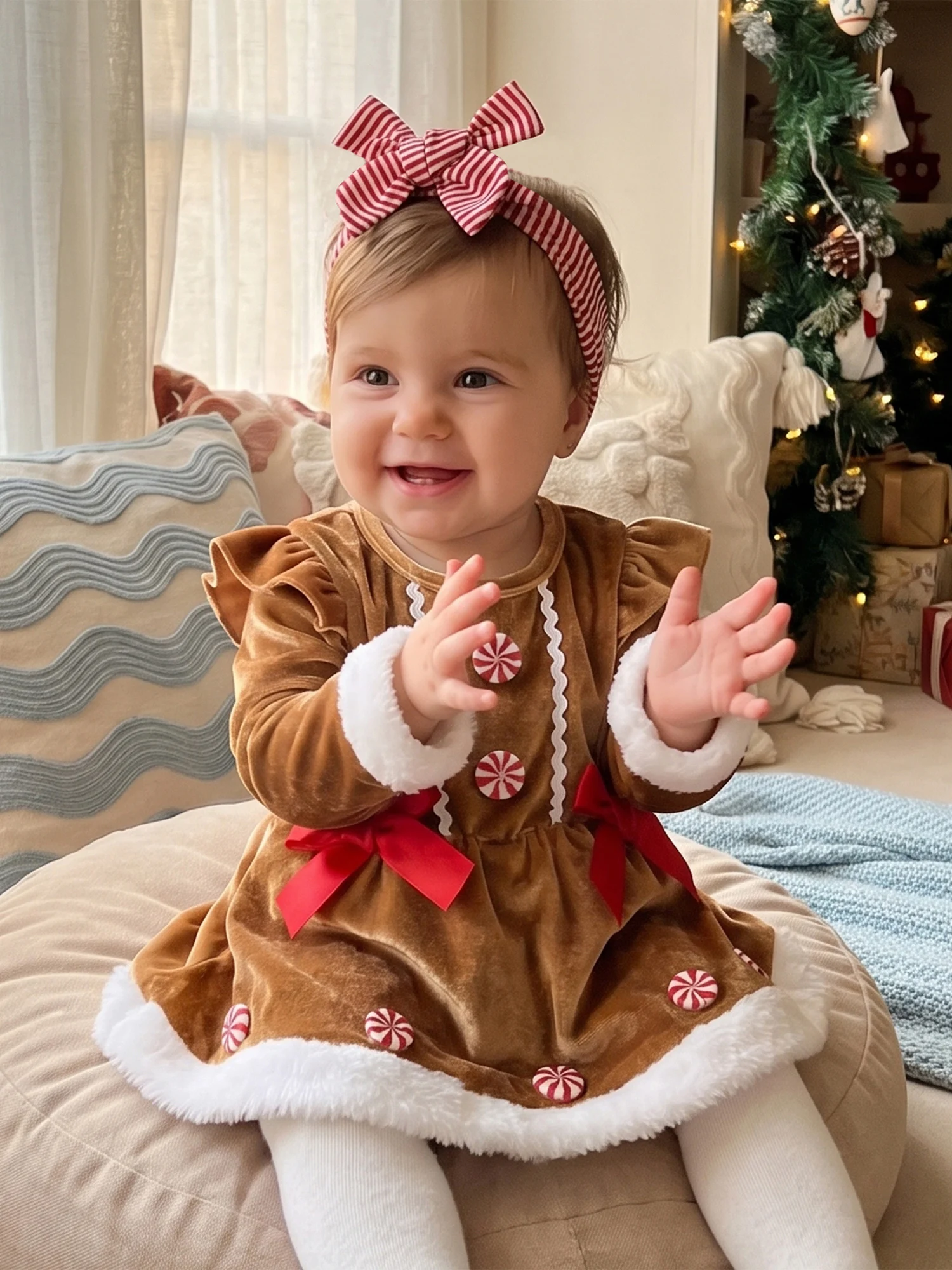 Headband Set Color Bow Contrast Color Bow Girl Christmas Dress- Sleeve Headband Set Neck Headband Set Color Bow