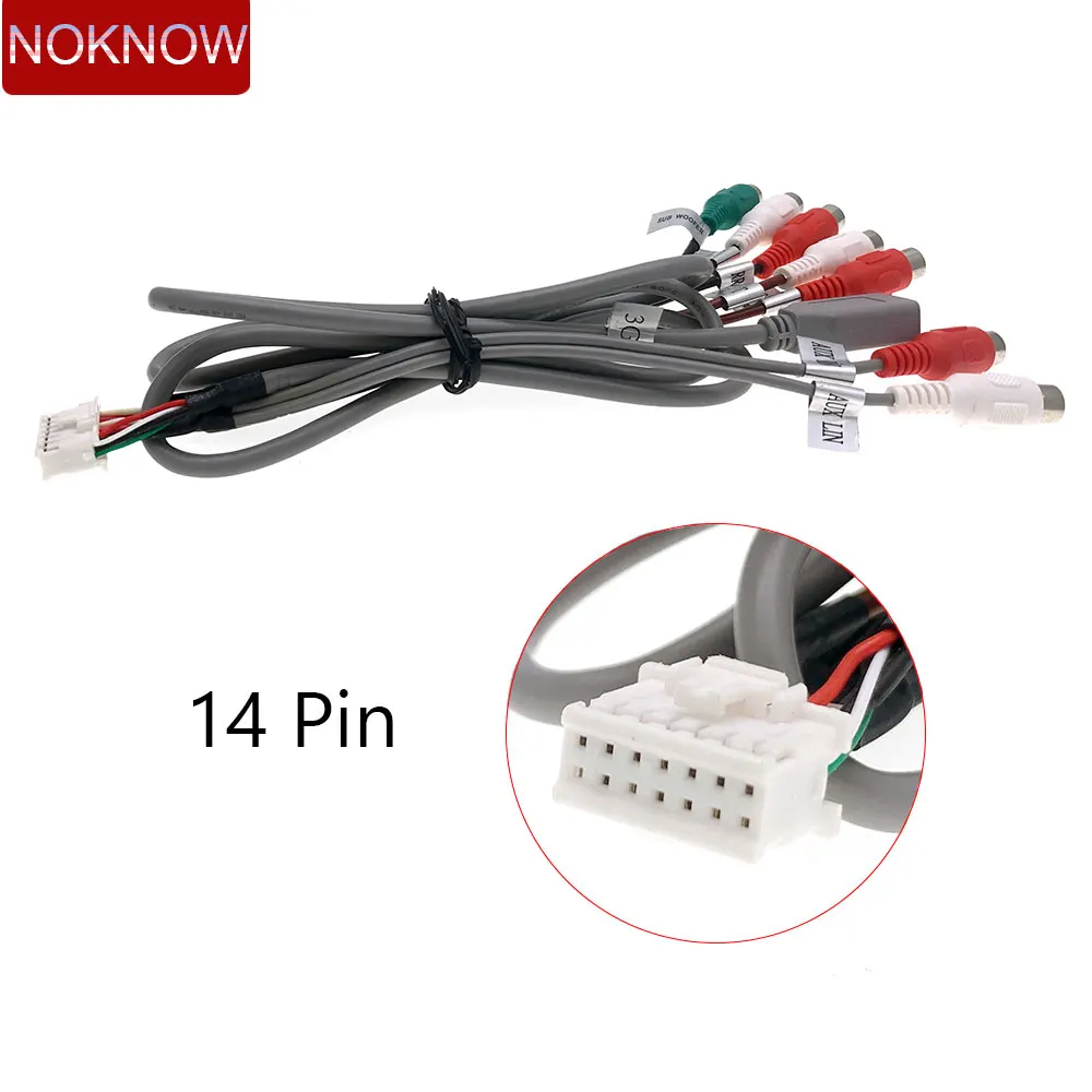 14 Pin RCA Car Android Stereo Radio USB Data SUB Woofer Wiring Harness Connector Adapter Cable For Android Universal Accessories