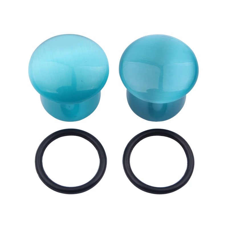 2pcs Lake Blue Color Flesh Ear Gauges Natural Single Ear Plug and Tunnels with O-ring Earring Piercing Oreja for Women Men Gift