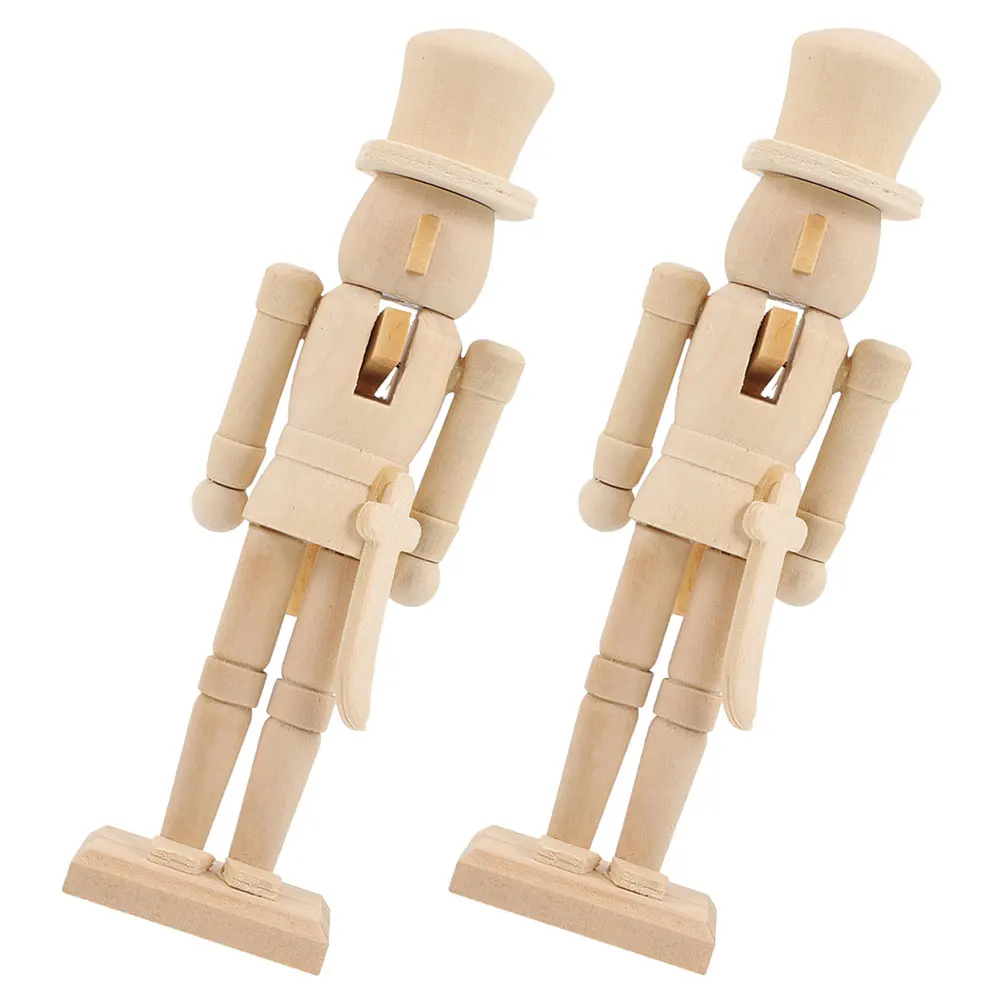 

2Pcs Wooden Nutcracker DIY Blank Soldier Unfinished Crafts Xmas Decoration Nutcracker Ornament Wooden Craft Decor