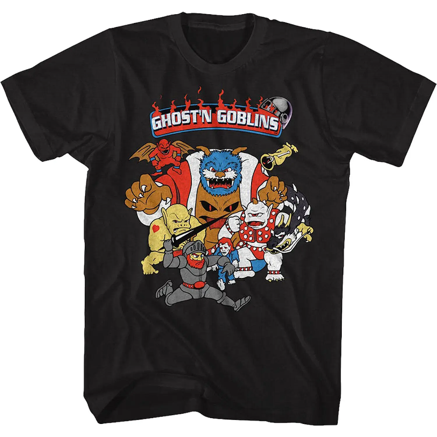 Camiseta para hombre estilo dibujos animados, compatible con el juego clásico retro japonés de 1985, Demon Village - Ghosts N Goblins - Capcom
