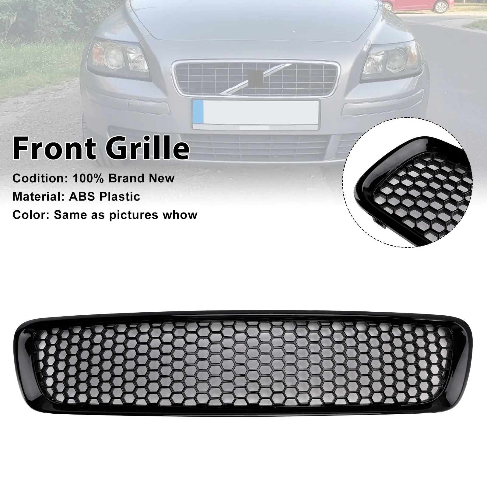 For Volvo S40 V50 2004 2005 2006 2007 2008 2009 2010 2011 2012 Front Bumper Mesh Racing Grilles