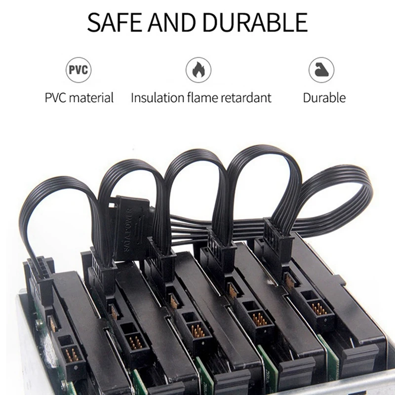 

10X 4Pin IDE 1 To 5 SATA 15Pin Hard Drive Power Supply Splitter Cable For DIY PC Sever 18AWG 4-Pin To 15-Pin Power