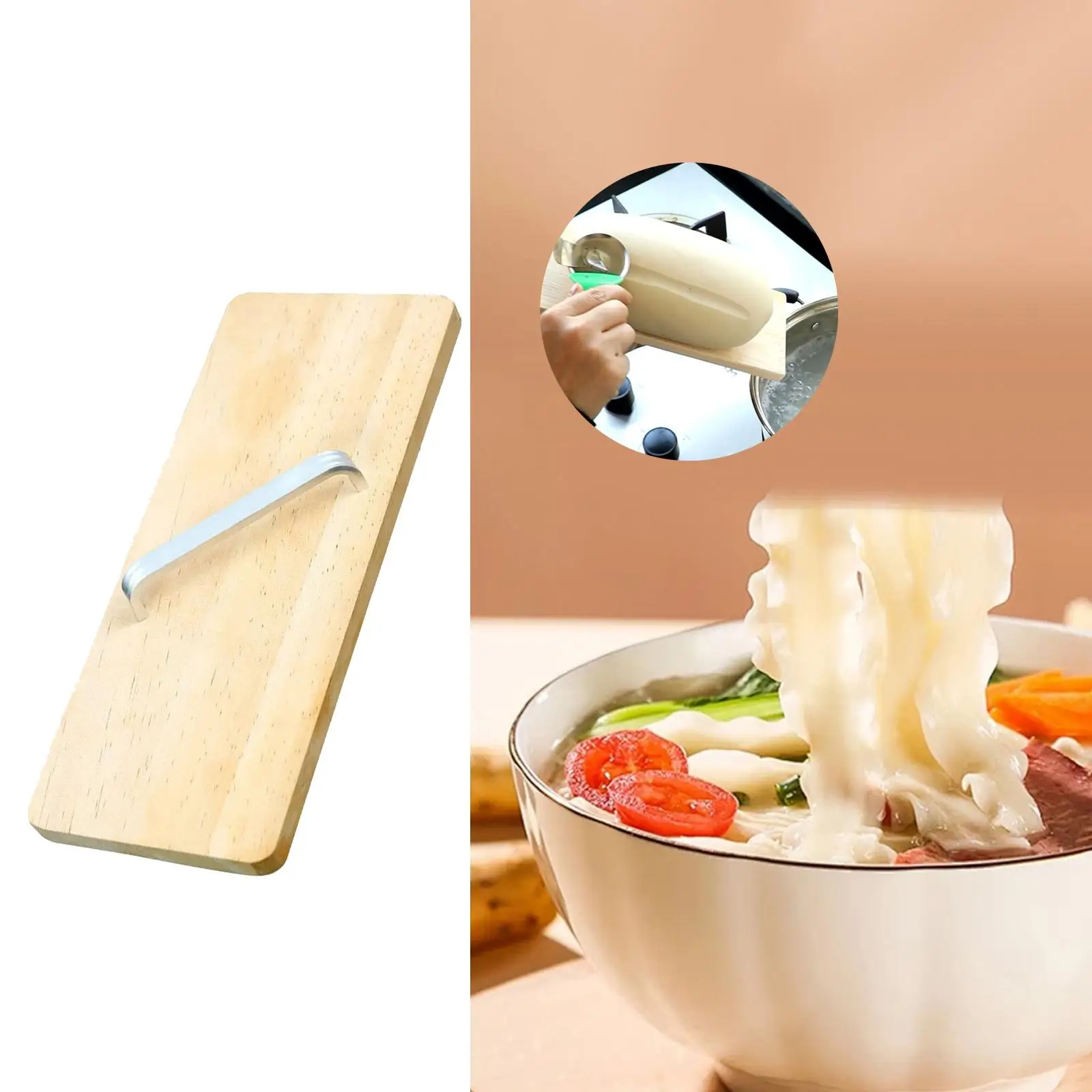 Noodles Cutting Board with Handle Dough Cutting Board Noodle Maker Board Wood Board for Kitchen Home Cooking Restaurant Serving