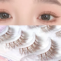 Brown Color 5 Pairs Makeup False Eyelashes Natural Looking Clear Band Eye Lashes Set Soft Handmade Eyelash