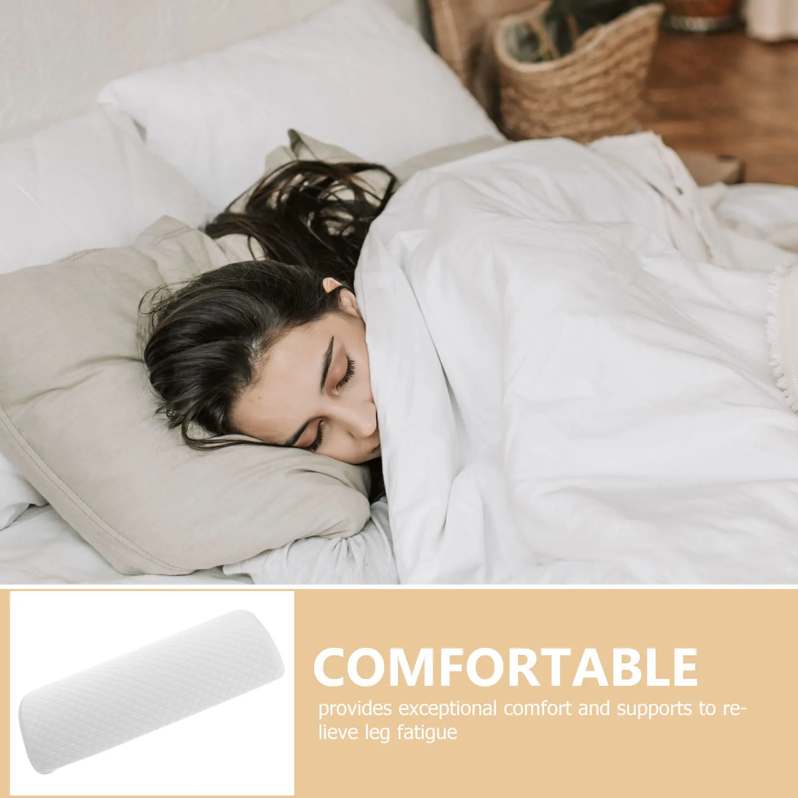 Ergonomic Half Moon Leg Pillow Semi Roll Memory Foam Wedge for Knee Support Lower Back Lumbar Head Elevation Sleeping Aid Home