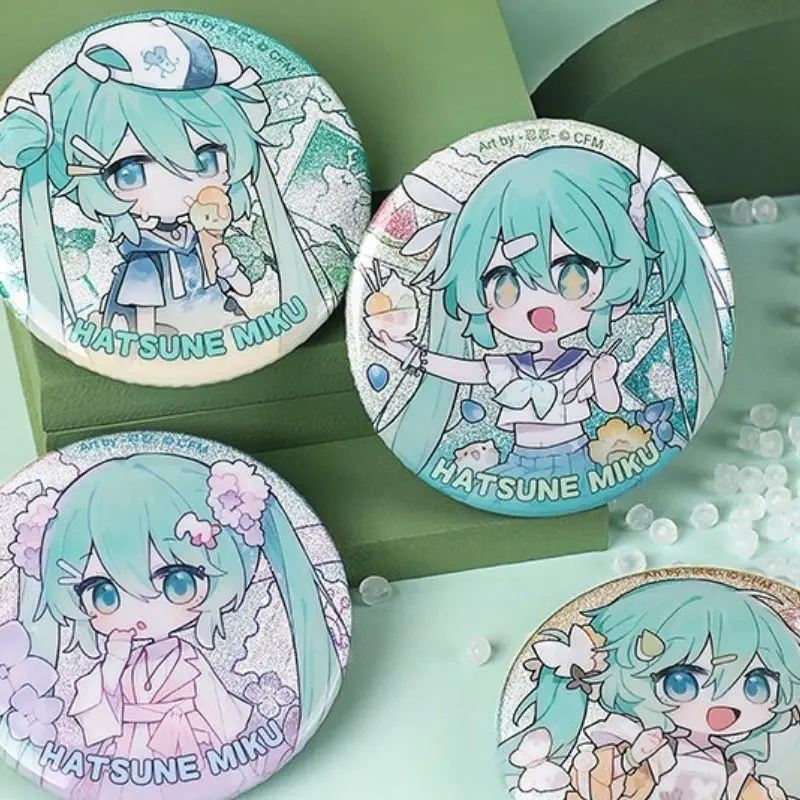 Q Version Hatsune Miku Peripheral Character Barji Round Large Badge Cute Student Back Packaging Decoration Metal Pin
