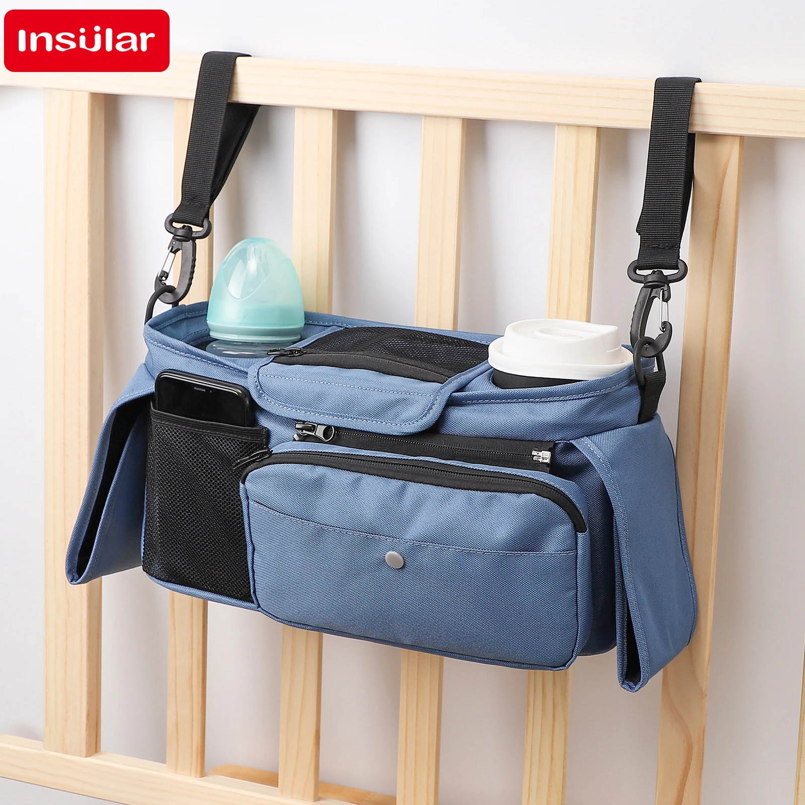 INSULAR Mommy Pack Stroller Hanging Bags Portable Diaper Storage Packages Waterproof Bottle Water Cup Bag Large Capacity