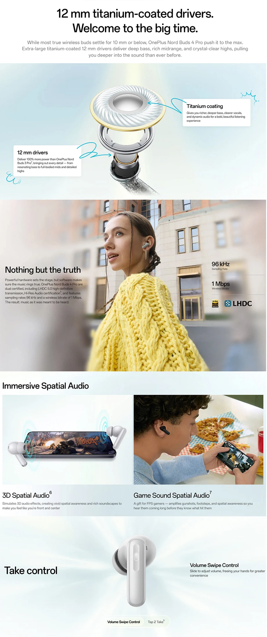 OnePlus Nord Buds 4 Pro (globale Version) – Ohrhörer mit aktiver Geräuschunterdrückung, 54 Stunden Wiedergabezeit, Bluetooth 6.0 – Detail 4