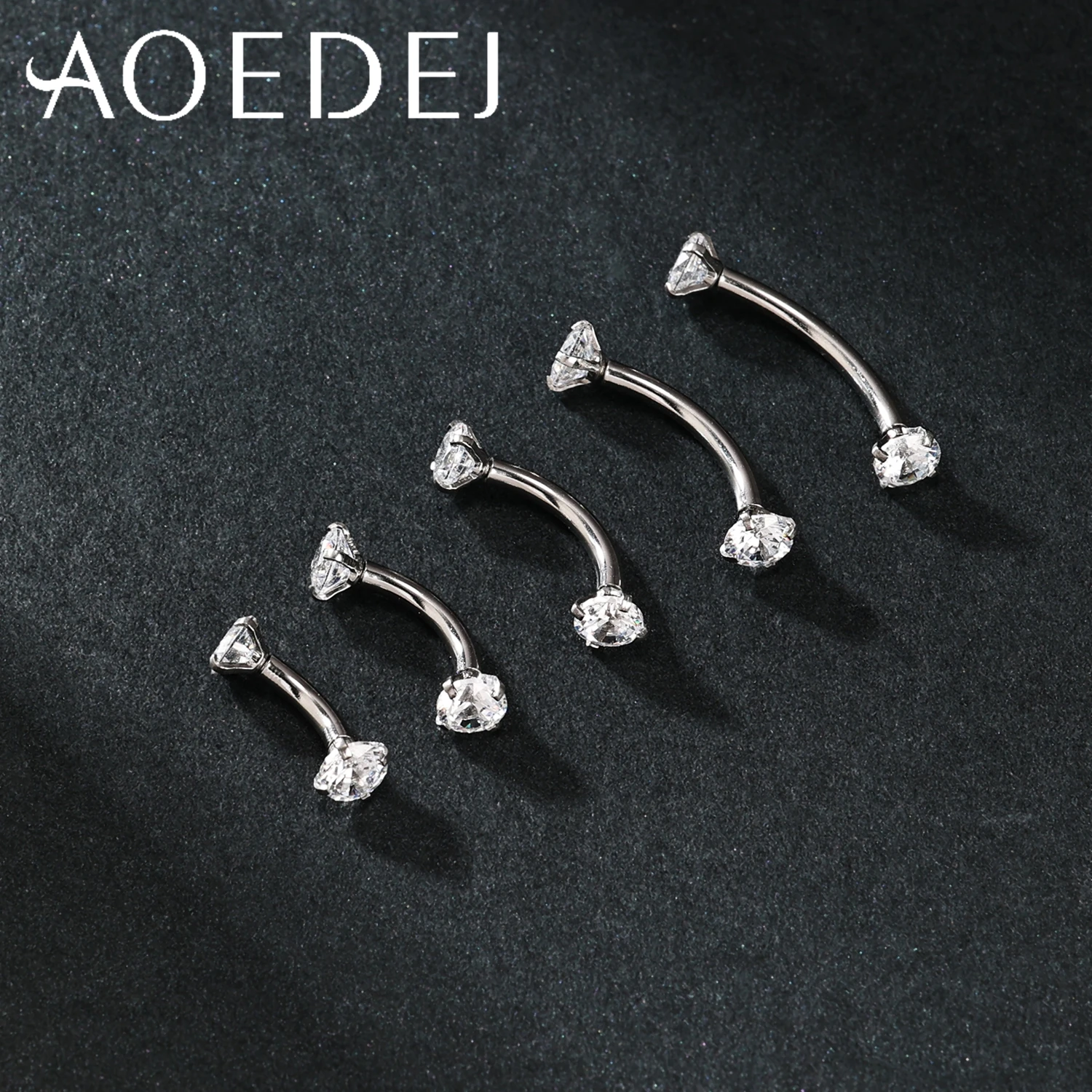 AOEDEJ 1 PC Internal Thread 14/16/18G Stainless Steel Belly Button Ring CZ Crystal Navel Rings Helix Cartilage Eyebrow Piercing