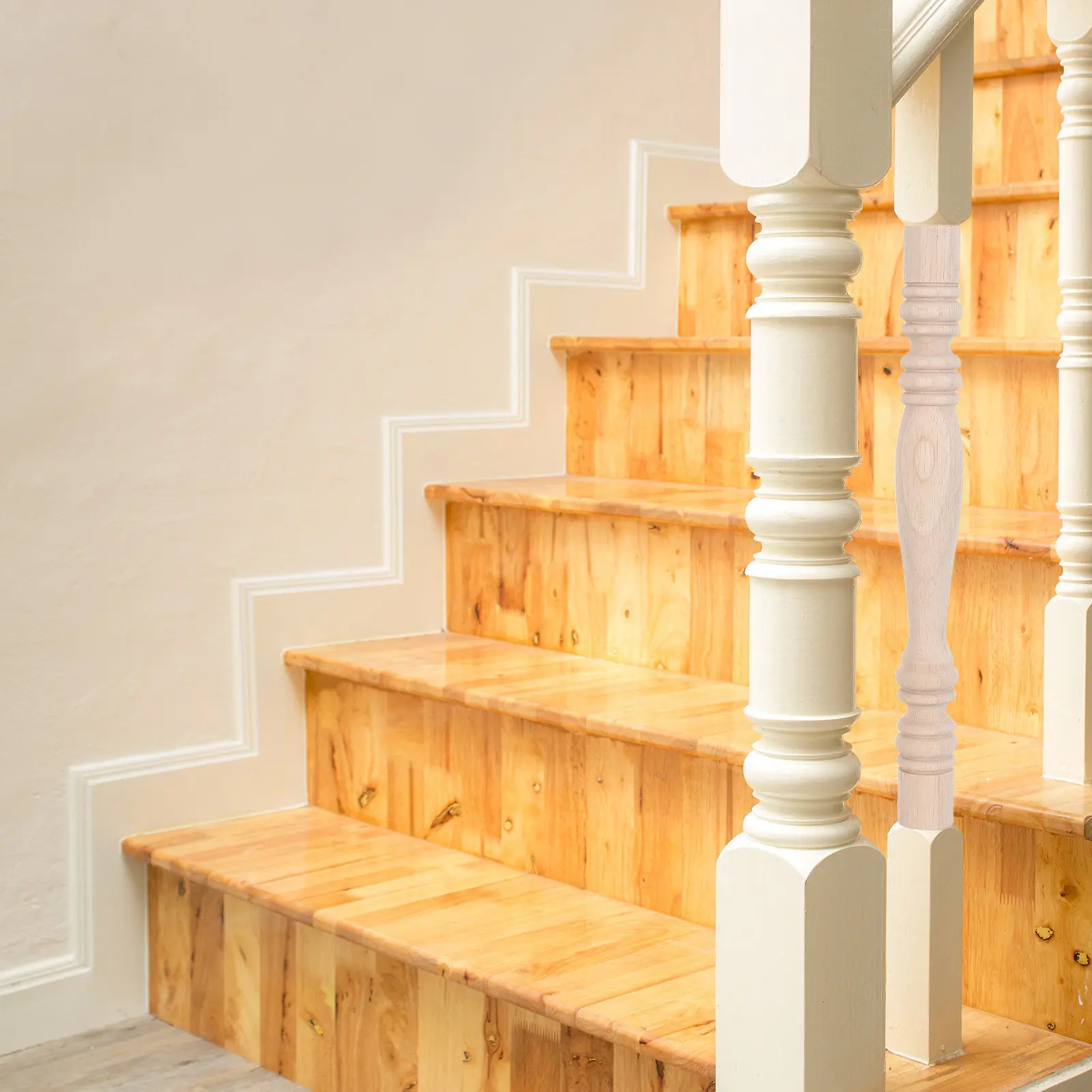 

Unfinished Solid Wood Stair Balusters Traditional Handcrafted Roman Column Design Square Round Spindle Posts for Home Decoration