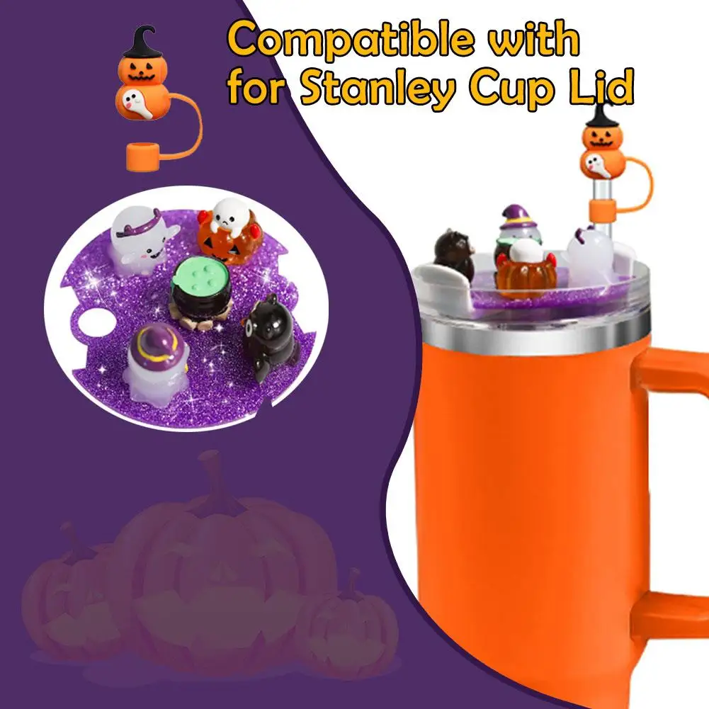 For Cup Lid Name Tag Halloween Pumpkin Ghost Straw Lid Cup Accessories For 40 Oz A5o9