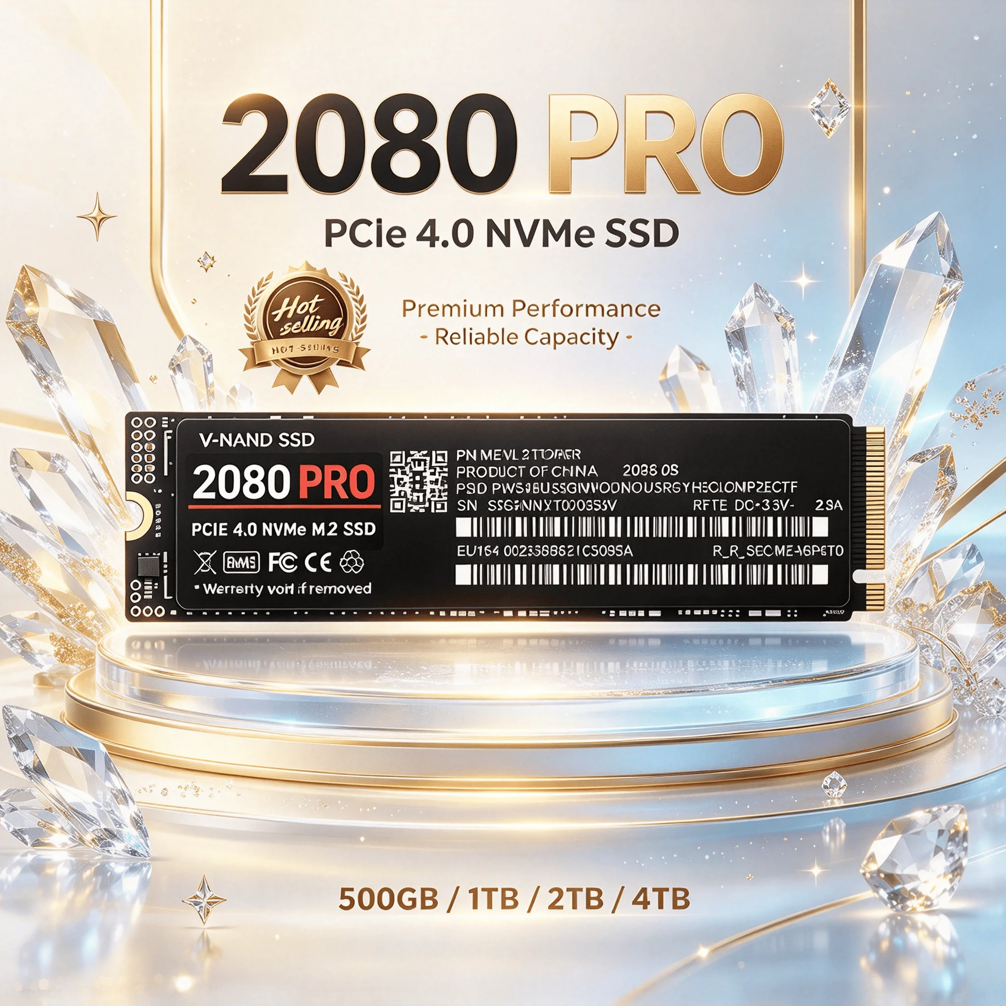 SSD de Alta Velocidade 2080 PRO M2 NVMe PCIe4 500GB 1TB 2TB 4TB Unidade de Estado Sólido Interna para Jogos, Escritório, PC e Laptop TLC