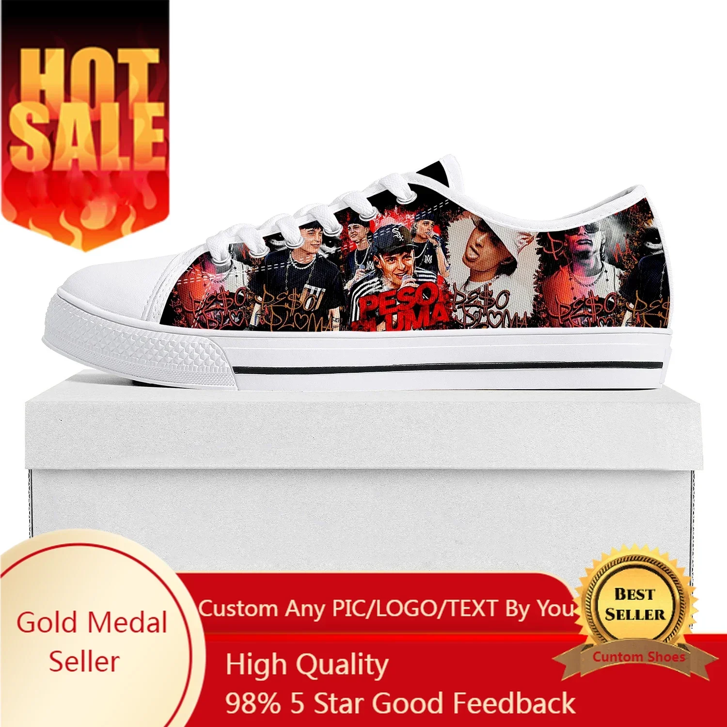 

Peso Pluma Singer Low Top Sneakers Ella Baila Sola Mens Womens Teenager Canvas Sneaker Casual Custom Made Shoes Customize Shoe