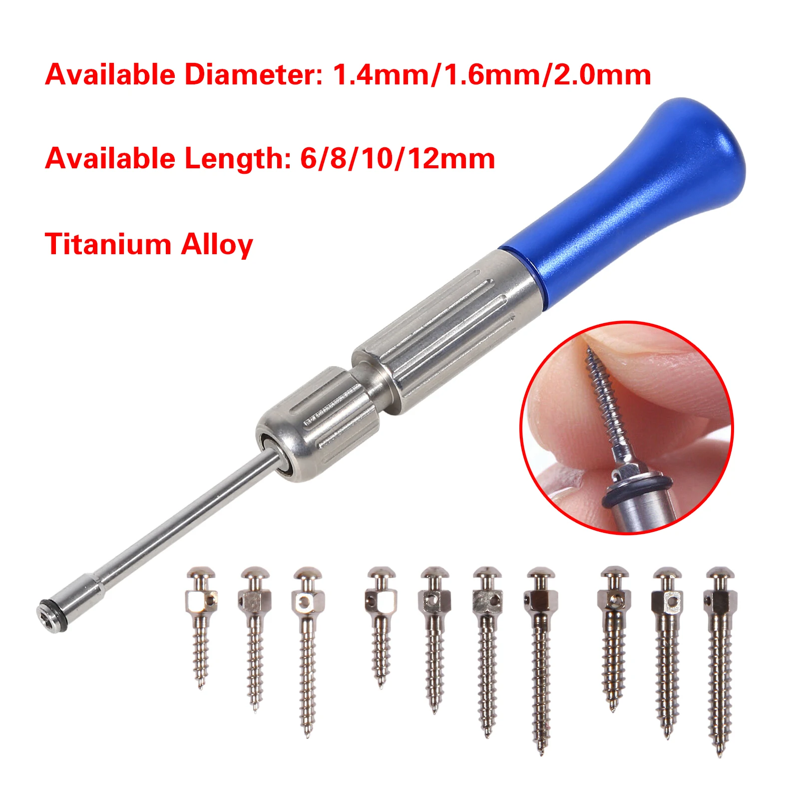 

3 Pcs Dental Orthodontic Micro Screw Titanium Mini Implants Screw Self-Drilling 10 Size/Handle