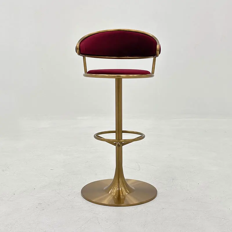 Light Luxury Home Bar Chair Gold Stainless Steel Chair Backrest High Chair Hotel Front Desk Stool