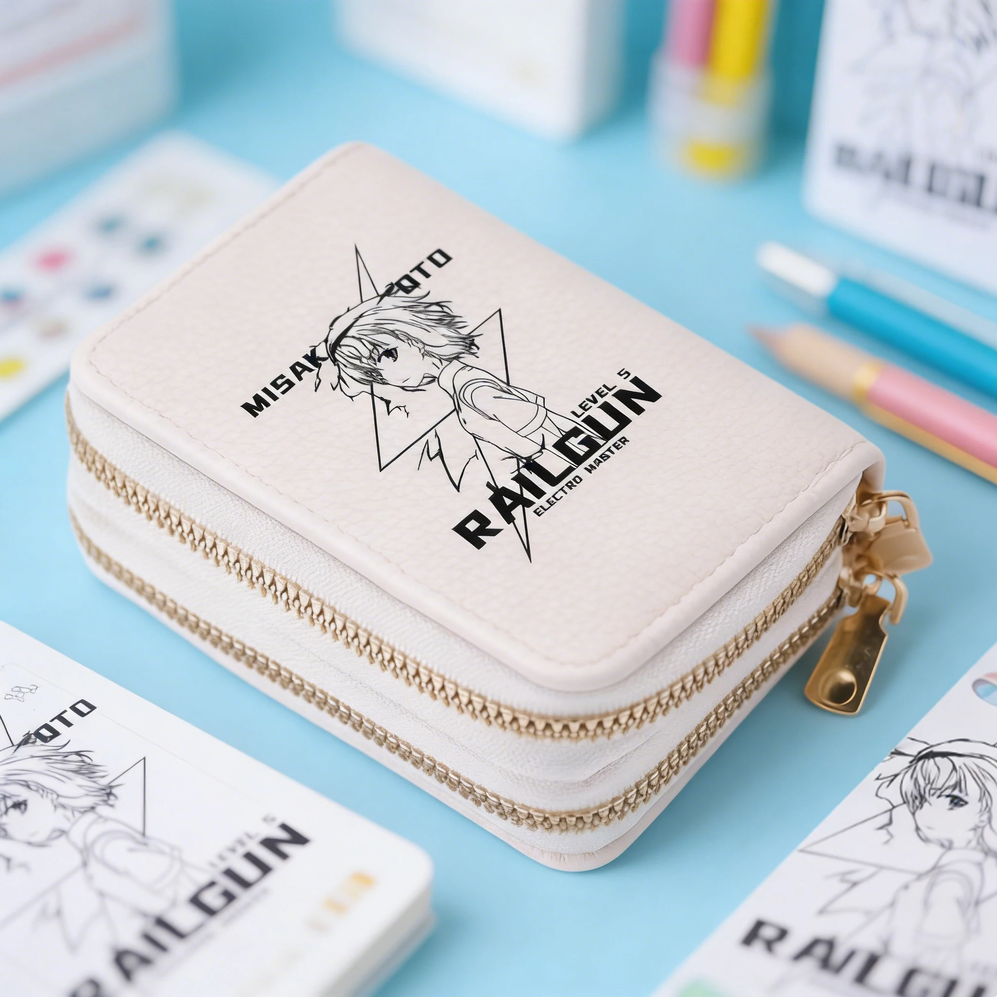 

Anime A Certain Scientific Railgun Double Zipper Short Wallet Cute Cartoon Card Holder Coin Purse Cash Clutch Bag Money Pocket