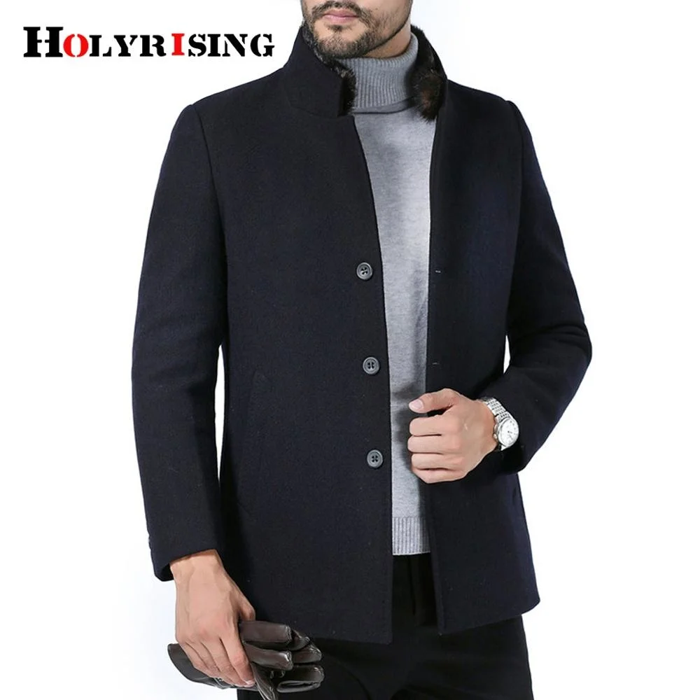 

Holyrising Men's velvet thickening wool coat warm Fashion winter men M-4XL manteau homme 18966-5
