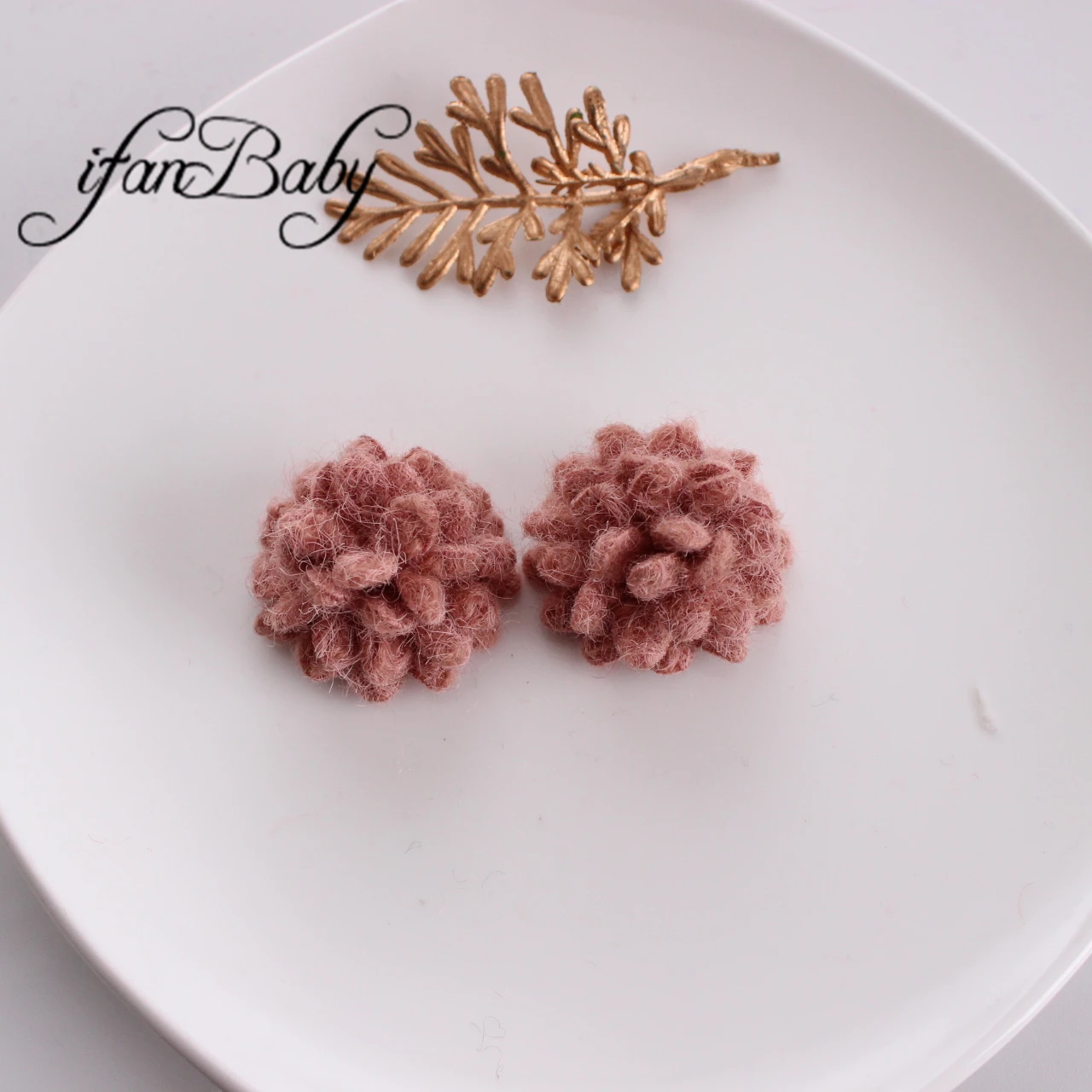 3.8cm Ball Felt Wool Hair Flowers Soft Korean Daisy Flower DIY Handmade Hair Accessories Fabric Floral