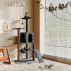 Árbol rascador todo en uno con cama y plataforma para gatos de interior