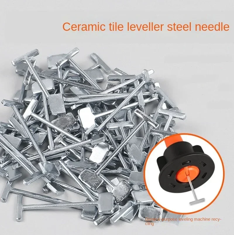 100Pcs T-shaped Steel Needle Alignment Tile Leveling Wedges Tile Spacers System Flat Ceramic Leveler for Floor Wall Construction