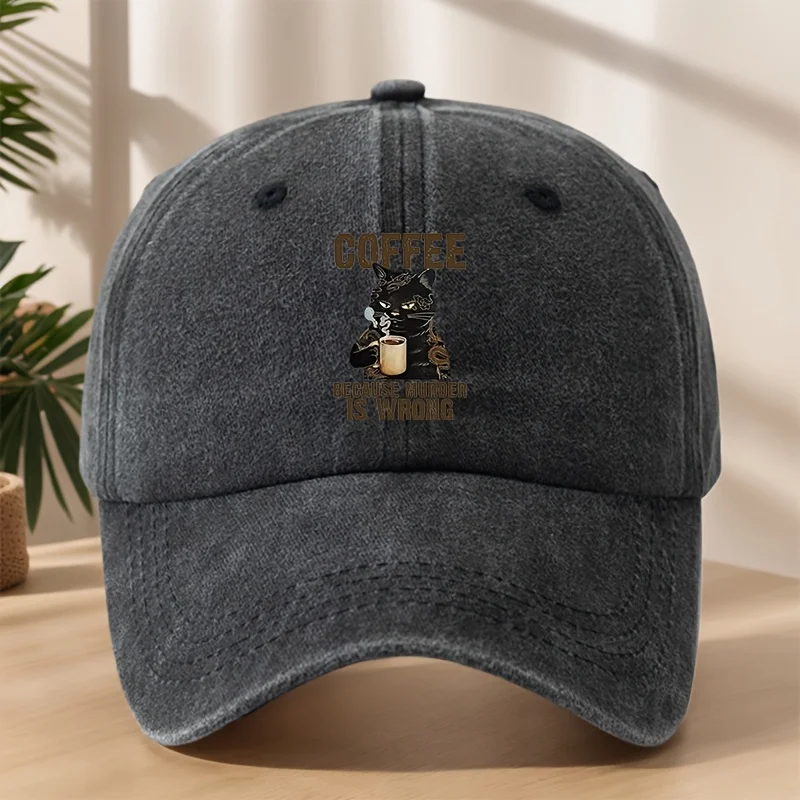 

Coffee Cat "Coffee Lover'S World" Baseball Cap | Vintage Washed Adjustable for Outdoor & Casual