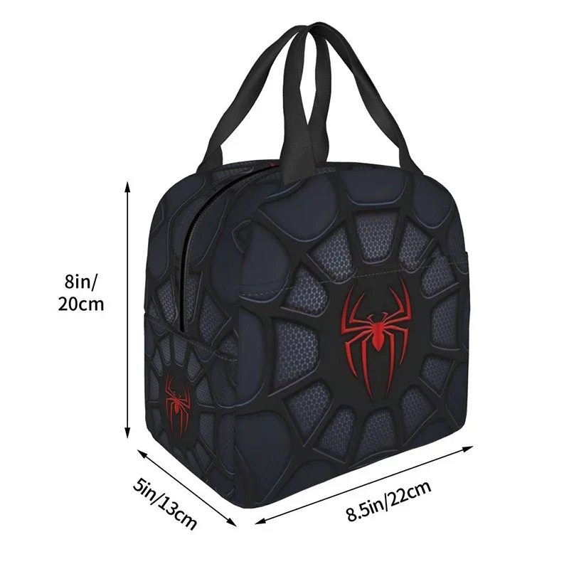 Spider Web Thermal Insulated Lunch Bags Women Resuable Lunch Tote for Kids School Children Multifunction Food Bento Box