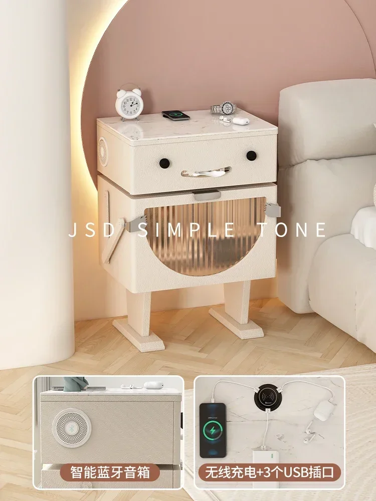 SS ss7486 Slate smart bedside table light luxury high-end bedroom robot cabinet solid wood high foot