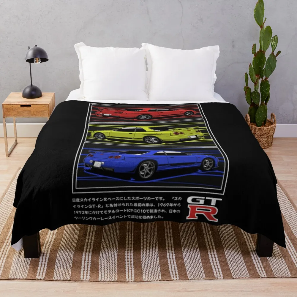 

Nissan Skyline Gtr R34 T-ShirtNissan gtr r34 manga 3 color Throw Blanket valentine gift ideas halloween Blankets