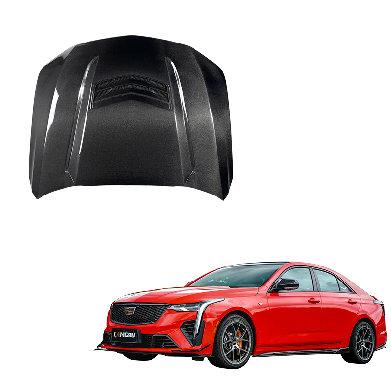

Детали модификации автомобиля Langyu Cadillac, передний капот, крышка двигателя из углеродного волокна для Cadillac CT4, обновленный капот двигателя в стиле V