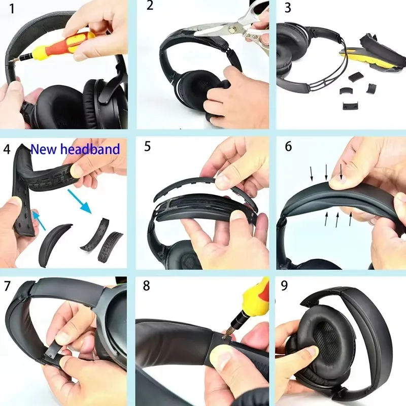 Removeable Head band For Bose QuietComfort QC35/QC35II/QC45/QC35 II Headphones Replacement New Design Headband Cushion image 6