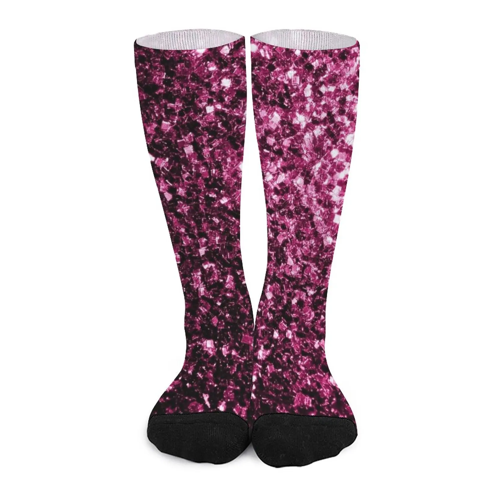 

Dark Pink faux glitter sparkles Socks Male sock sports stockings man hiphop Children's socks