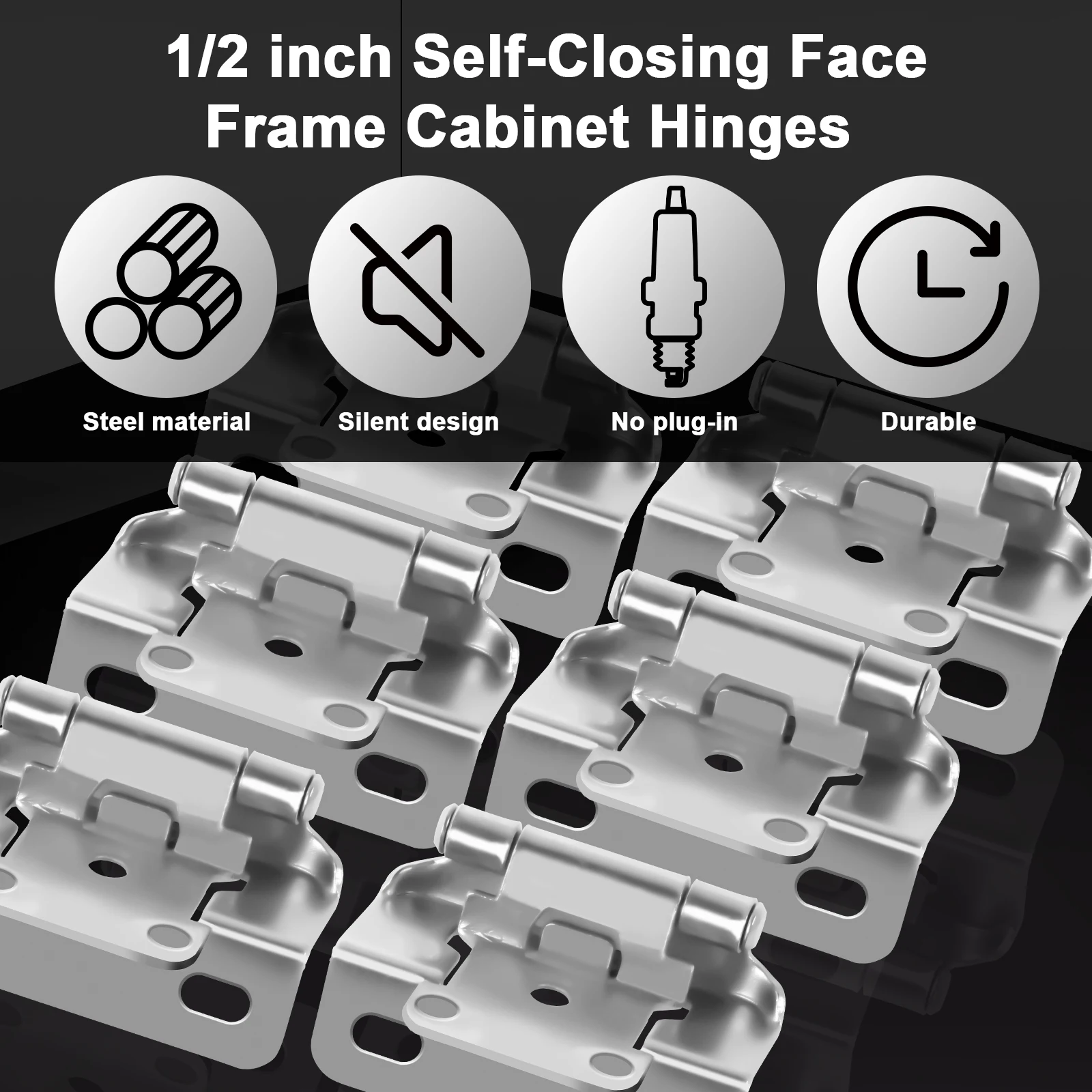 20PCS 1/2 Inch Inset Cabinet Hinges Self Closing Flush Face Mount Hinges Hardware for Bathroom Furniture Kitchen Cabinet Doors