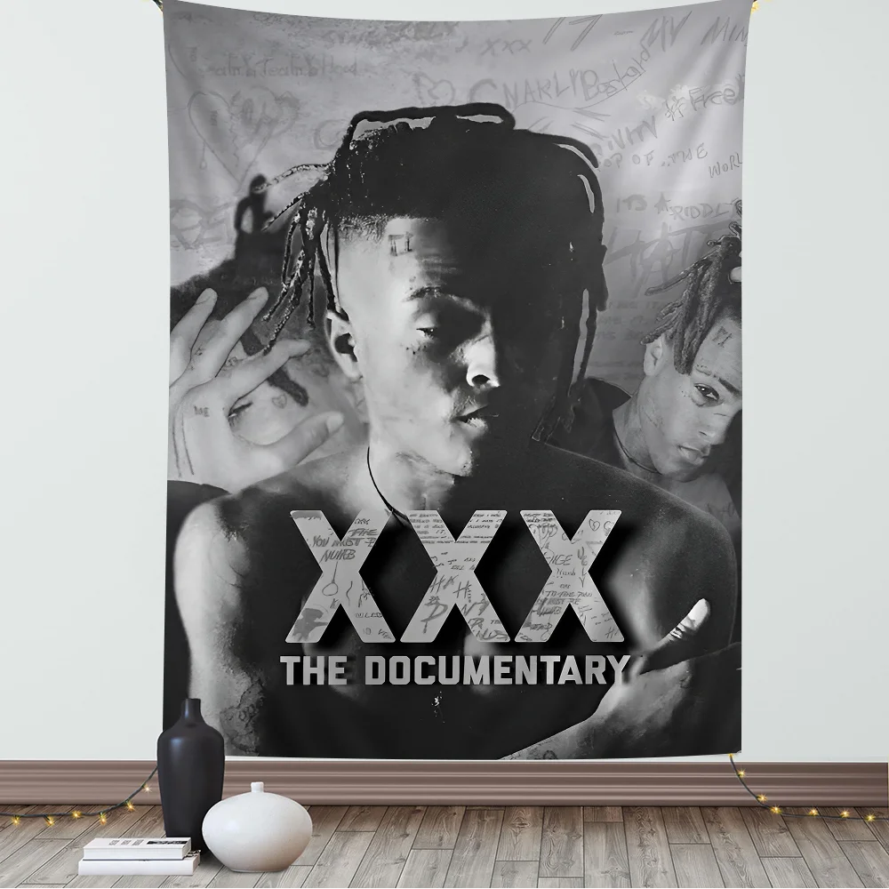 Hip Hop Z-XXXTentacion Anime Tapestry Hippie Flower Wall Carpets Dorm Decor Wall Hanging Home Decor