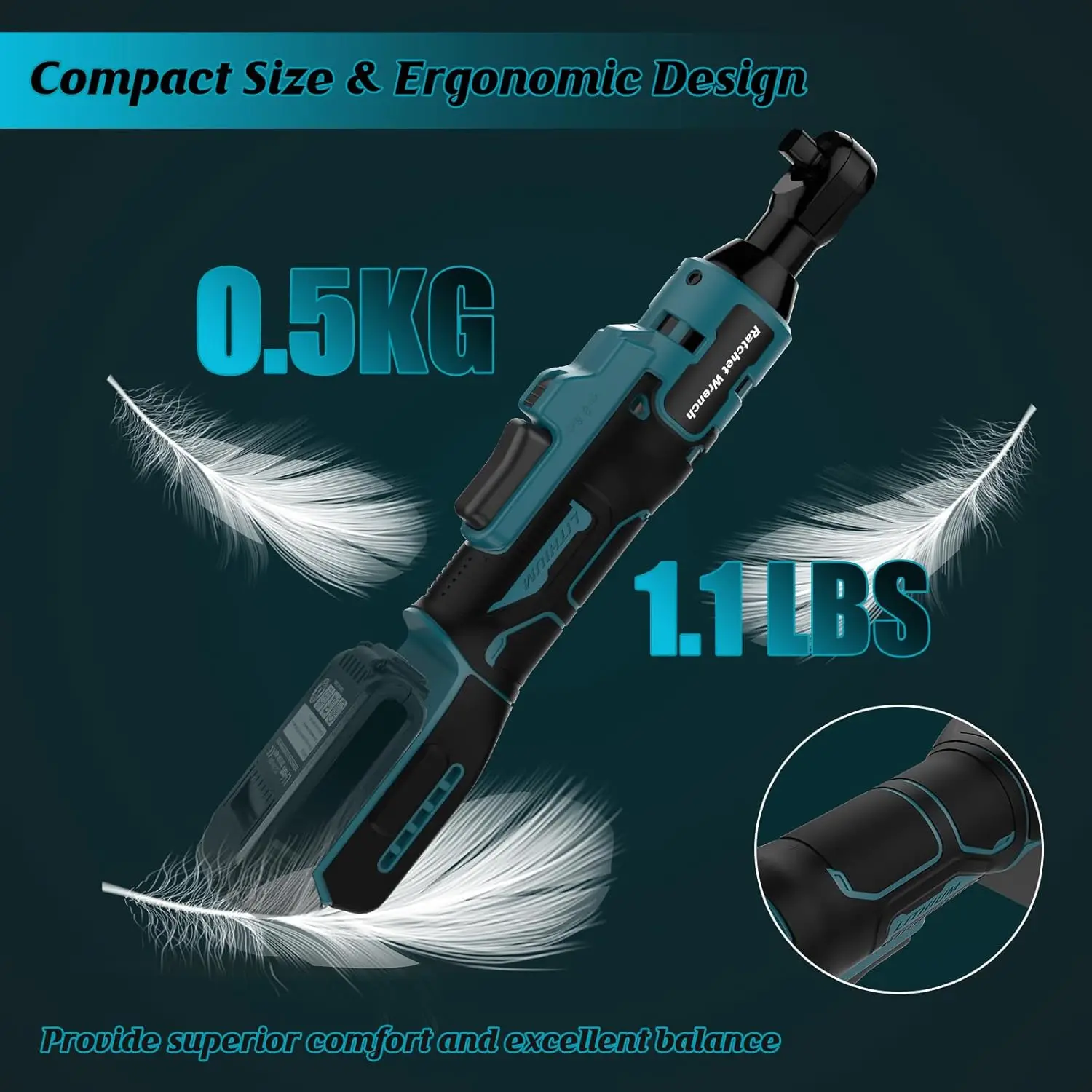 Yofuly Electric Ratchet Wrench for Makita 21 V Battery, 3/8 Inch Power Battery Ratchet Screwdriver Set 45 Ft-lbs 320 RPM