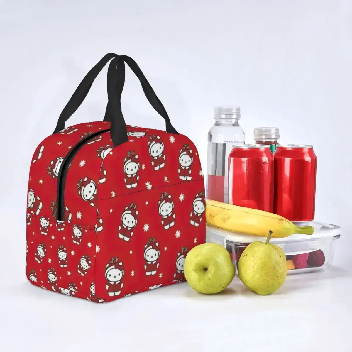 2023 New Christmas Kitties Cat Lunch Boxes For Cartoon Kitten Cooler Thermal Food Insulated Lunch Bag School Children Student