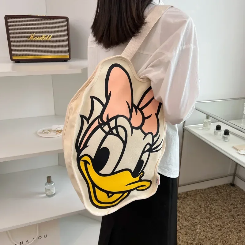 Disney Kawaii Anime Daisy Duck Canvas Cartoon borsa a tracolla per lo Shopping di grande capacità borsa portatile per ragazze di moda regali di