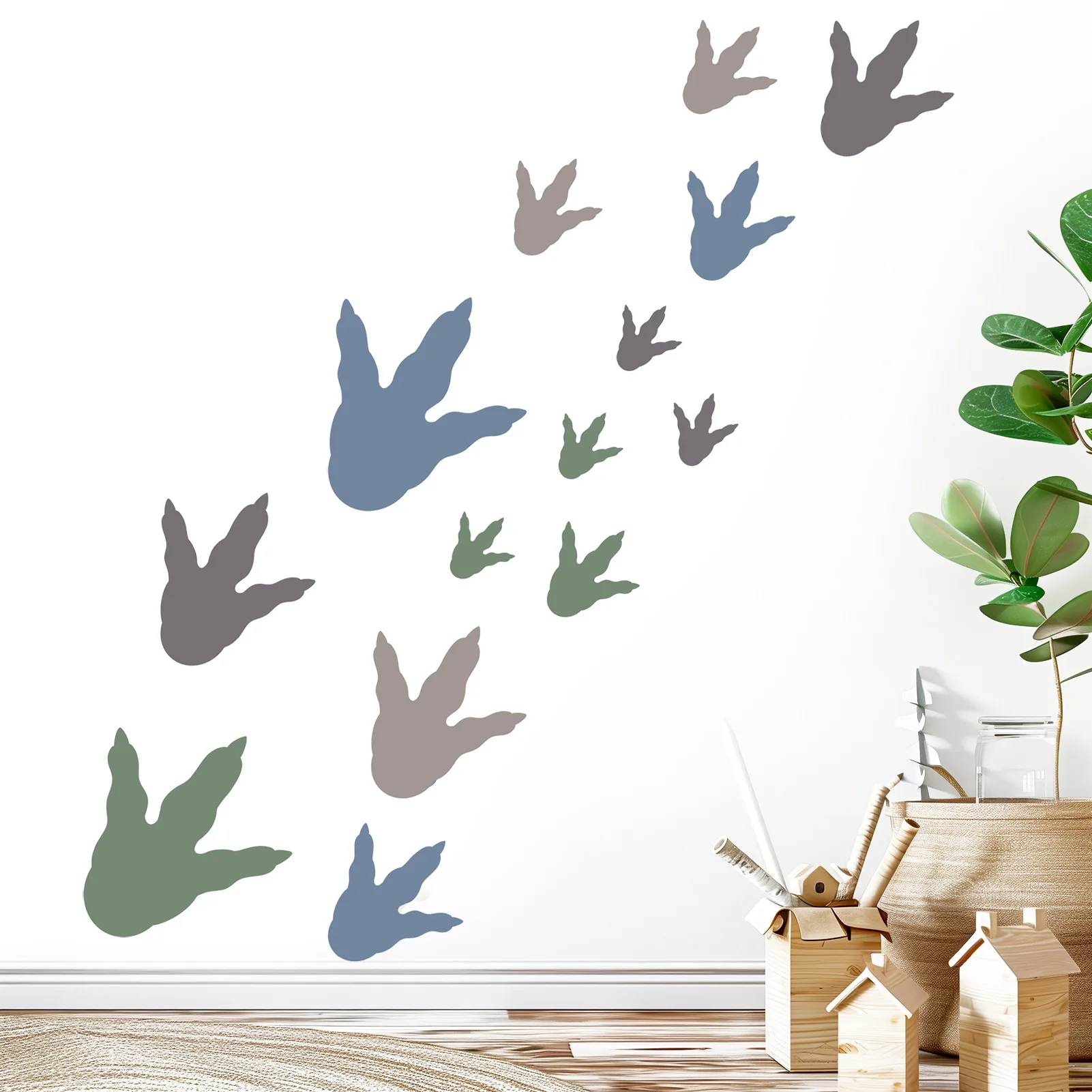 Dinosaur Footprint Floor Stickers Removable PVC Wall Decals DIY Animal Paw Prints for Kids Baby Room Living Room Home Decor