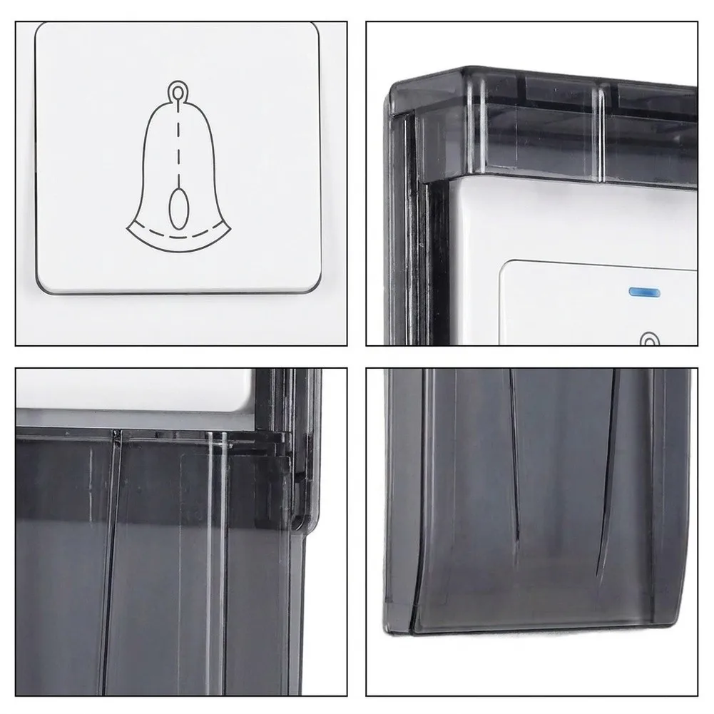 2pcs Transparent Sliding Waterproof Switch Cover For Bathroom Doorbell Outdoor Wall Plate Protection Box