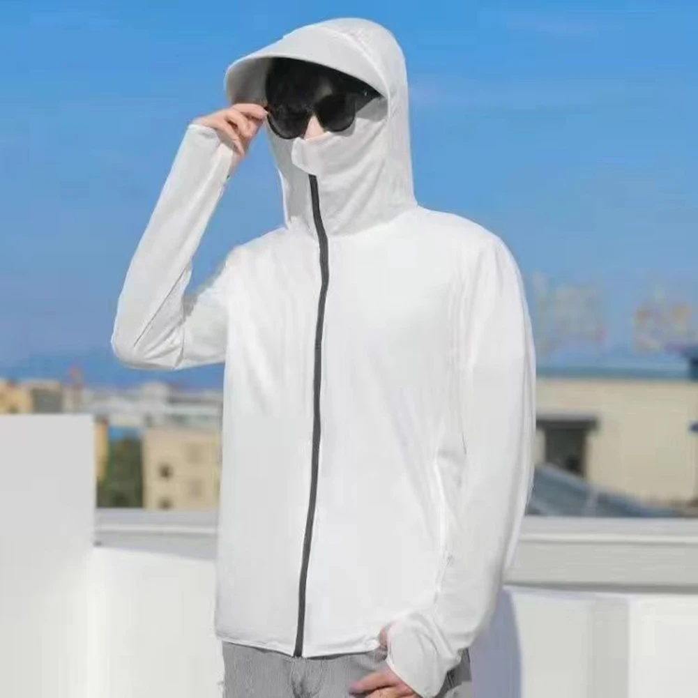 Men's Lightweight Sun Protection Hooded Jacket - Quick Dry Breathable Outdoor Coat for Fishing Hunting and Field Work