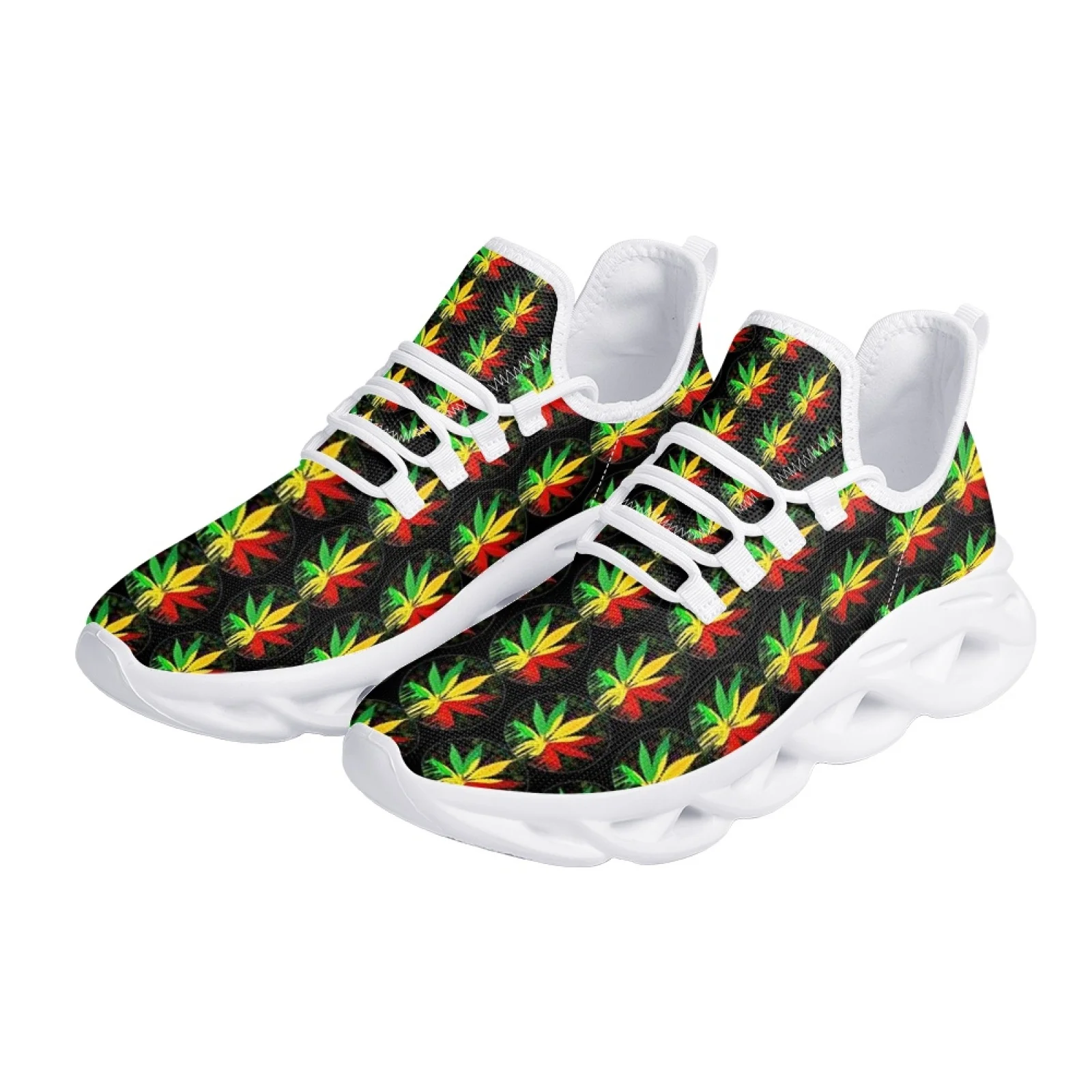 Belidome Rainbow Weed Leaves Womens Running Shoes Casual Athletic Snealers Non Slip Womens Walking  Tennis Shoes Zapatos Mujer