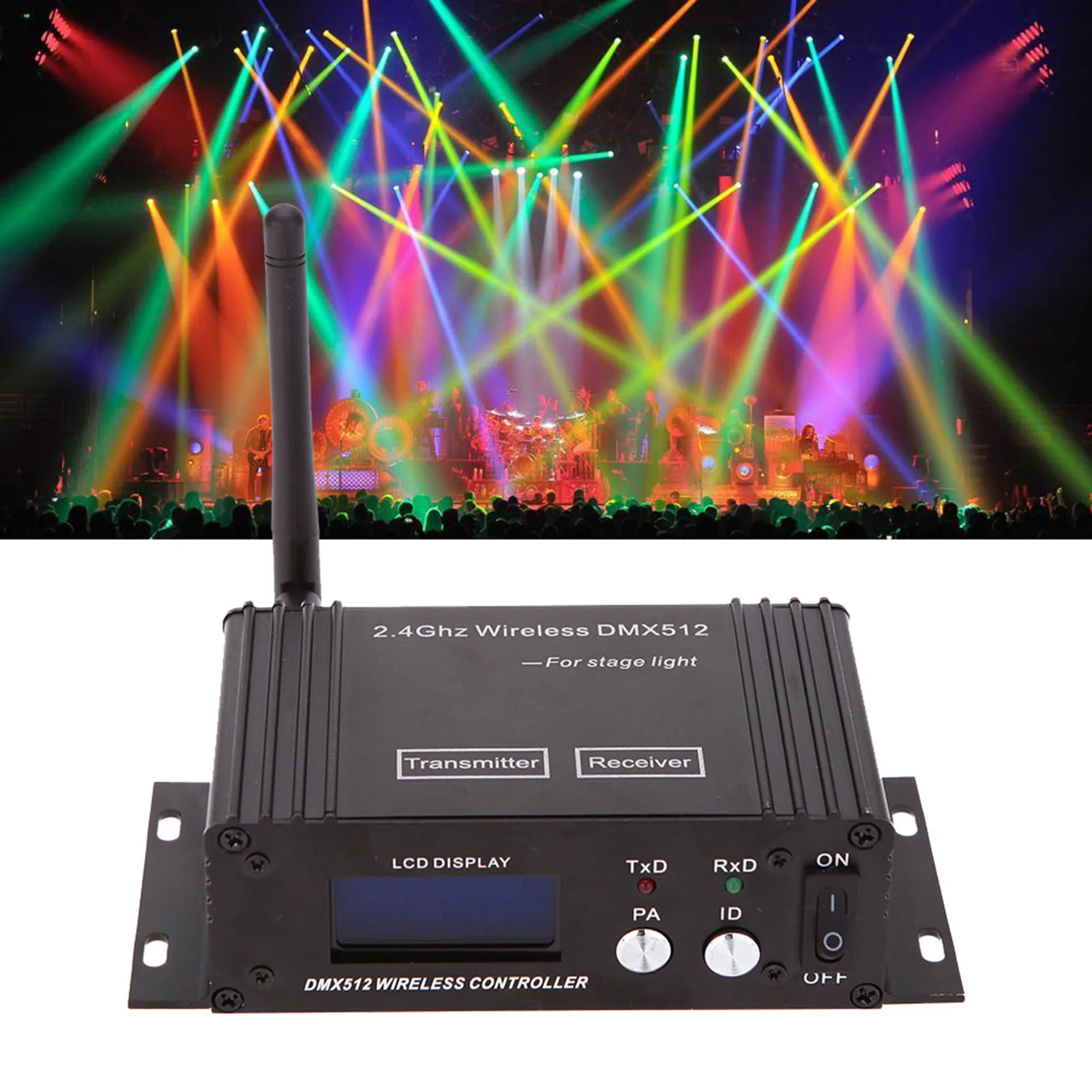 

2.4G Wireless DMX512 Transmitter Receiver Lighting Controller 126-Channels Jumping Power Adjustable Repeater Lights Controller
