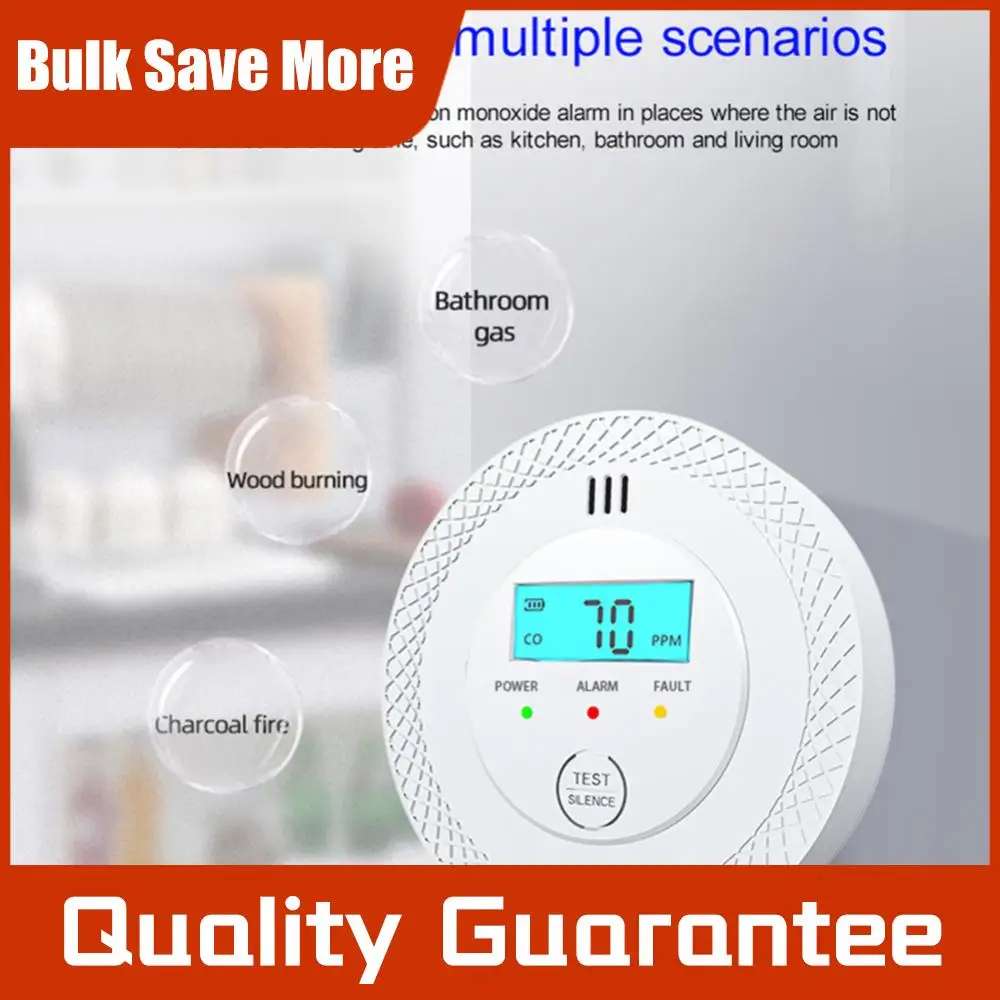 

Детектор угарного газа (CO) с датчиком 85 дБ, высокой чувствительностью, светодиодами и питанием от батареек для дома и хозяйственных нужд