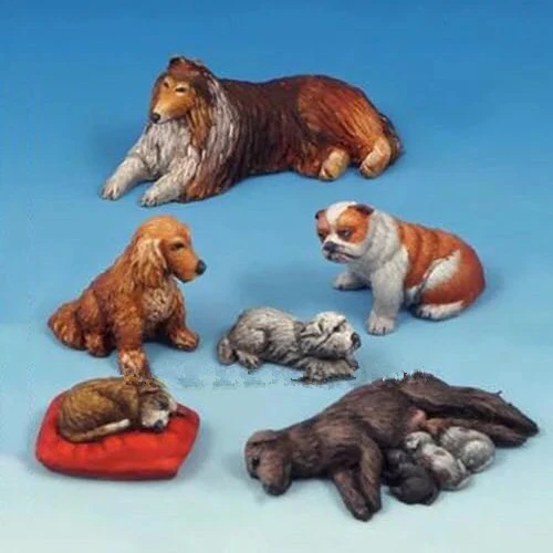 1/35 Scale Resin Animal Model Kit Pet Dog Group Micro Scene Layout Diorama Unassembled Unpainted DIY Toys