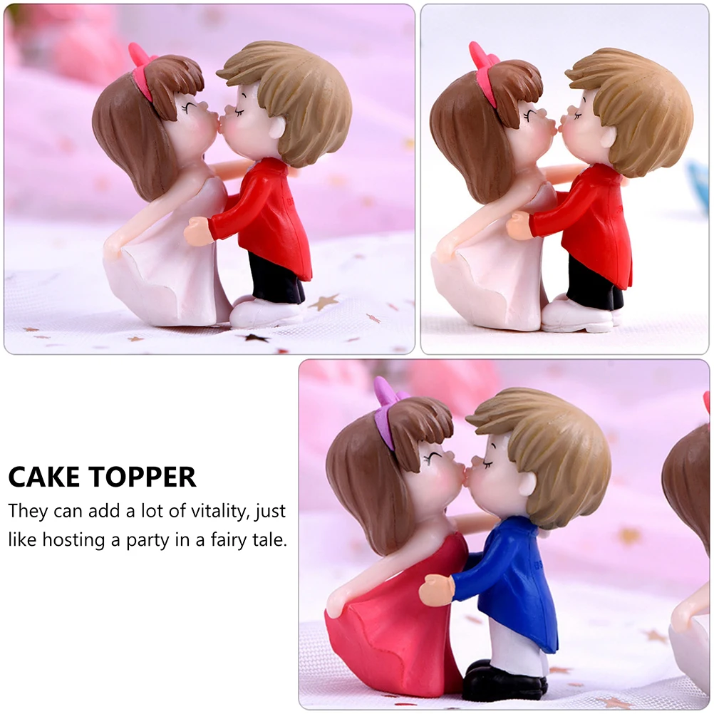 2pcs Couples Kissing Ornaments Smooth Surface Wedding Cake Topper Dashboard Decor Valentine Day Car Accessories
