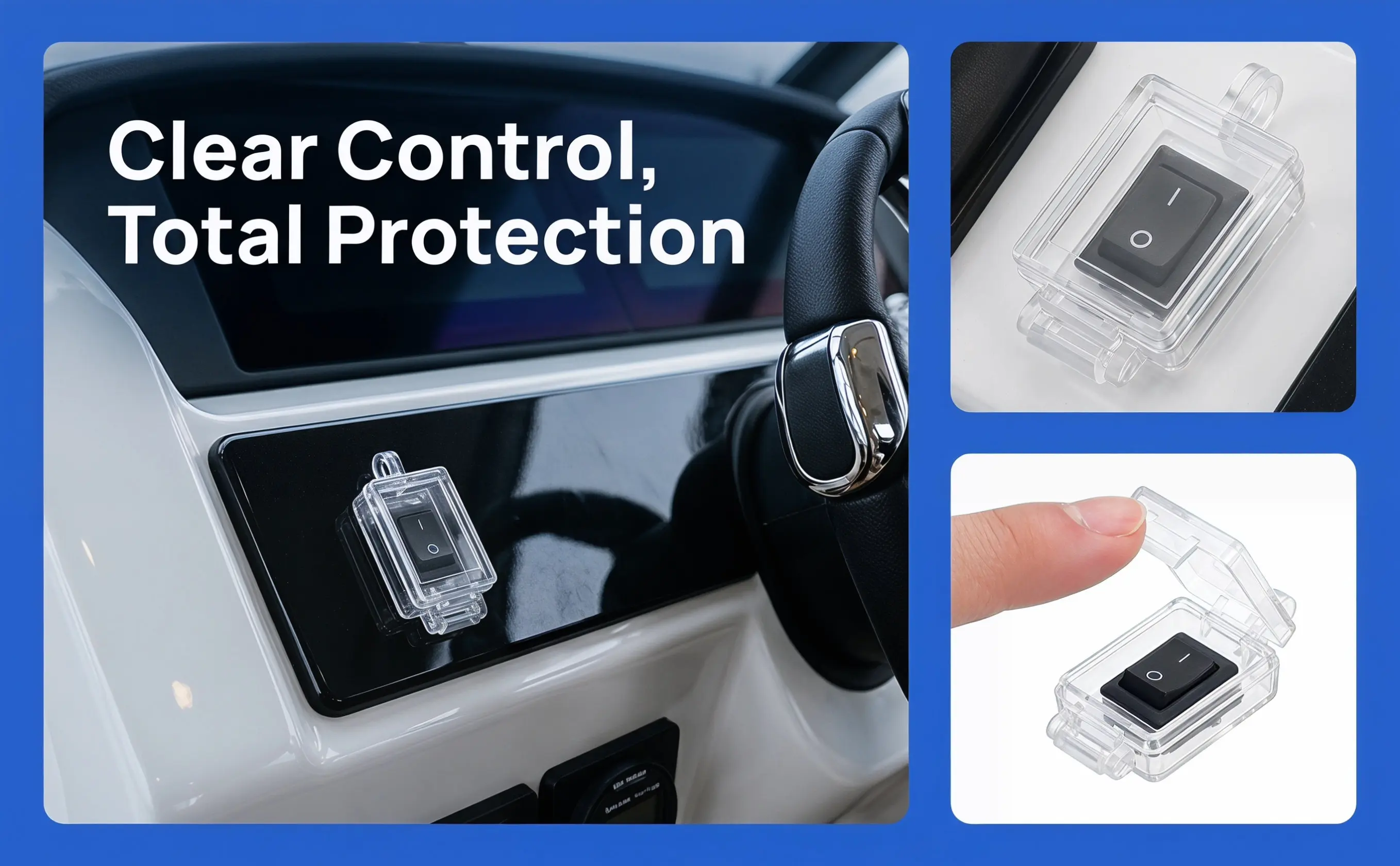 2Pcs Transparent Switch Guard Rocker Button Cover for Marine Yacht Control Panels Dustproof Accidental Activation Prevention