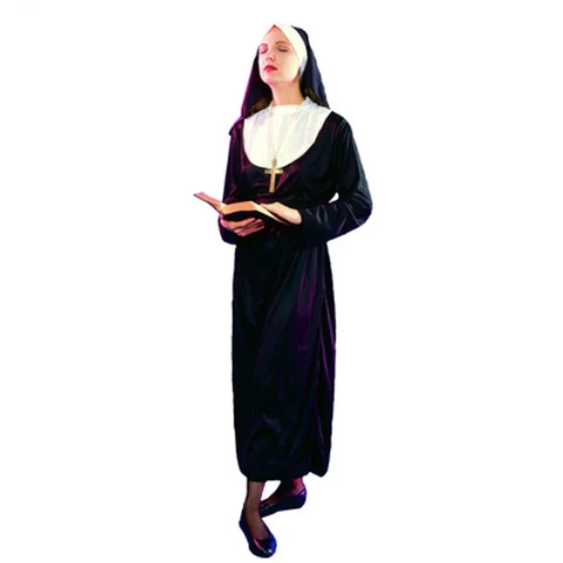 Women Ladies Clergyman Nun Sister Cosplay Costume Drama Missionary Costumes Adult  Dress Party  Purim Halloween Christmas