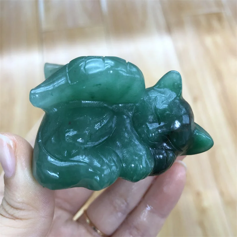 Natural Green Aventurine Angel Wings Sleeping Carving Healing Birthday Present Energy Fengshui Home Decoration Gift 1pcs