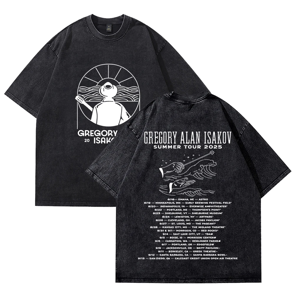 

Футболки Gregory Alan Isakov Summer Tour 2025, винтажные хлопковые футболки унисекс с короткими рукавами и круглым вырезом, топы